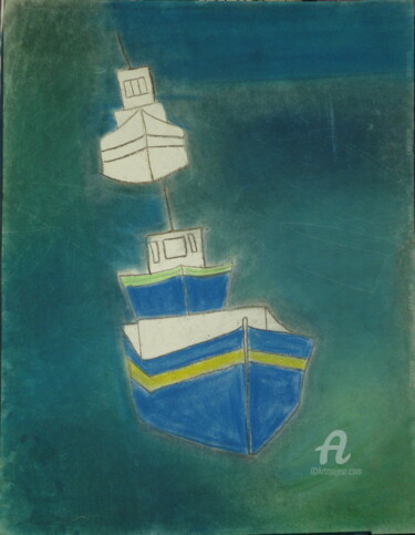 Drawing titled "Bateaux de pêcheurs" by Juliette Jouanny, Original Artwork