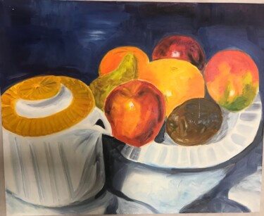 Pintura titulada "Coupe de fruits" por Juliette Rousseau, Obra de arte original, Oleo
