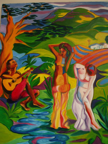 Painting titled "Baignade" by Juliette Rousseau, Original Artwork