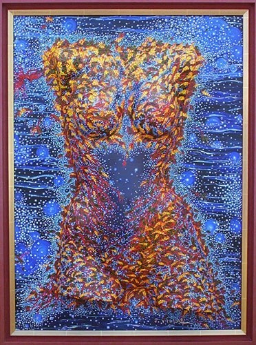 Malerei mit dem Titel "FEMININ SACREE" von J.Villar, Original-Kunstwerk