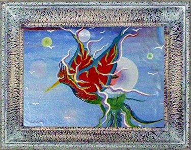 Painting titled "LE PHOENIX" by J.Villar, Original Artwork