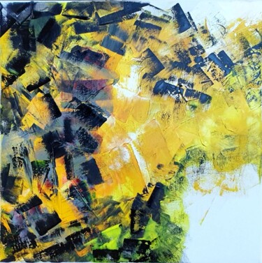 Painting titled "Fragments - Incendie" by Julie Verhague, Original Artwork, Acrylic Mounted on Wood Stretcher frame