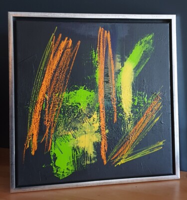 Painting titled "Primitif" by Julie Verhague, Original Artwork, Acrylic Mounted on Wood Stretcher frame