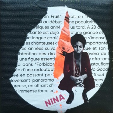 Collages getiteld "Nina" door Julie Verhague, Origineel Kunstwerk, Collages Gemonteerd op Karton