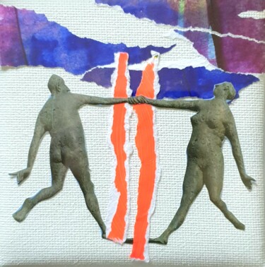 Коллажи под названием "Hand in glove" - Julie Verhague, Подлинное произведение искусства, Акрил Установлен на картон