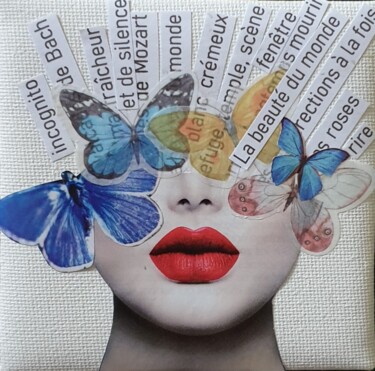 Collagen mit dem Titel "La beauté du monde" von Julie Verhague, Original-Kunstwerk, Collagen Auf Karton montiert
