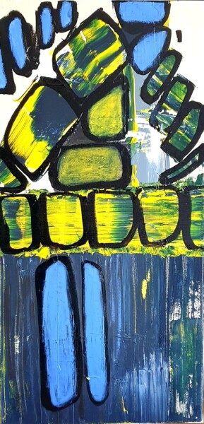 Картина под названием "Assemblage" - Julie Verhague, Подлинное произведение искусства, Акрил Установлен на Деревянная рама д…