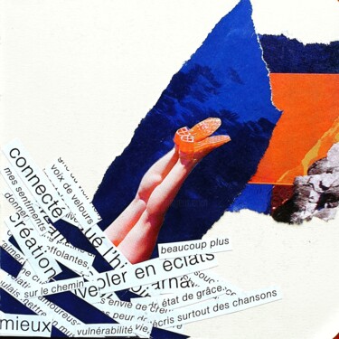Collages intitolato "Plongeon" da Julie Verhague, Opera d'arte originale, Collages Montato su Vetro