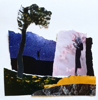 Collages getiteld "Betty" door Julie Verhague, Origineel Kunstwerk, Collages Gemonteerd op Glas