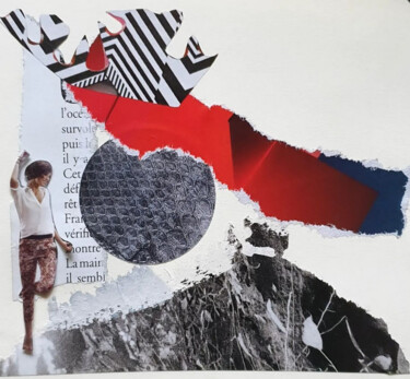 Collages titled "Suivre son étoile" by Julie Verhague, Original Artwork, Collages Mounted on Cardboard