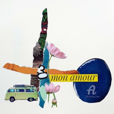 Κολάζ με τίτλο "Mon amour" από Julie Verhague, Αυθεντικά έργα τέχνης, Κολάζ