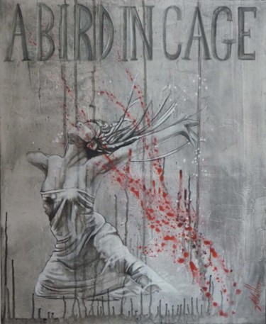 Peinture intitulée "A bird in cage" par Julie Wallois, Œuvre d'art originale, Huile