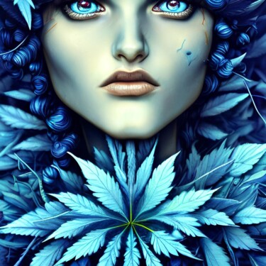 Digital Arts titled "Blue forest" by Julija Toth, Original Artwork, Digital Painting