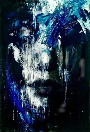 Malerei mit dem Titel "Portrait melancholy" von Julijana Voloder, Original-Kunstwerk, Acryl