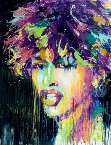 Peinture intitulée "Tina Turner" par Julijana Voloder, Œuvre d'art originale, Acrylique Monté sur Châssis en bois