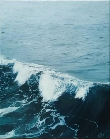 「Blue ocean wave」というタイトルの絵画 Julija Usonieneによって, オリジナルのアートワーク, オイル