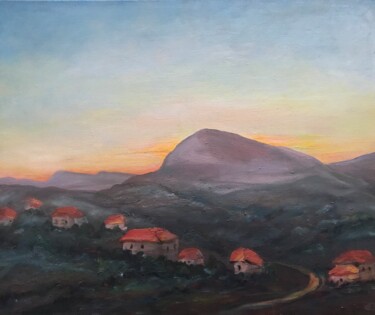 Pittura intitolato "Mountain house" da Iuliia Klimenkova, Opera d'arte originale, Olio