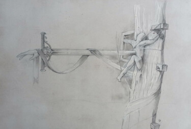 Drawing titled "Mueren inocentes" by Julio Cesar Garcia Garnateo, Original Artwork, Pencil