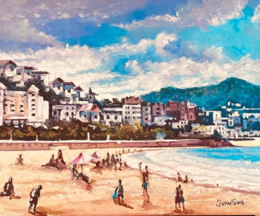 Painting titled "Tranquilidad en La…" by Julio Cesar Quintana Borroto, Original Artwork, Oil Mounted on Wood Stretcher frame