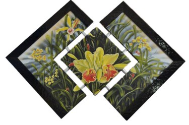 Peinture intitulée "Orquídeas" par Julio Cesar, Œuvre d'art originale