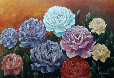 Peinture intitulée "Flores" par Julio Cesar, Œuvre d'art originale, Acrylique