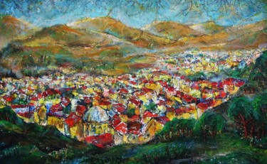 Картина под названием "город в долине  la…" - Юлиус Подлас, Подлинное произведение искусства