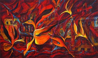 Картина под названием "жар птицы     Fireb…" - Юлиус Подлас, Подлинное произведение искусства, Масло