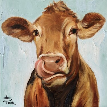 Painting titled "Delicious!" by Juliya Fedotova, Original Artwork, Oil Mounted on Wood Stretcher frame