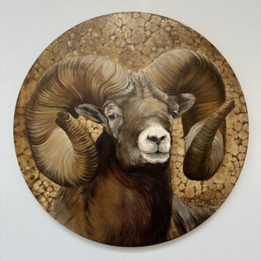 Painting titled "Aries" by Juliya Fedotova, Original Artwork, Oil Mounted on Wood Stretcher frame