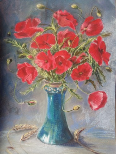 Zeichnungen mit dem Titel "Picture "Bouquet wi…" von Julia Antsis, Original-Kunstwerk, Pastell