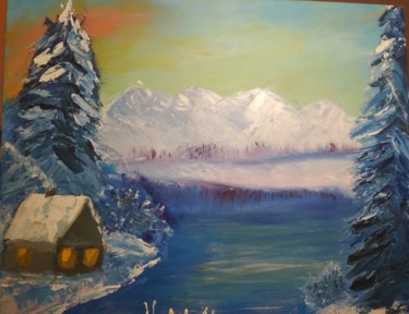 Картина под названием "Зимний пейзаж" - Юлия Маюрова, Подлинное произведение искусства, Масло