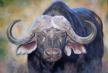 Painting titled "cape buffalo" by Juls, Original Artwork