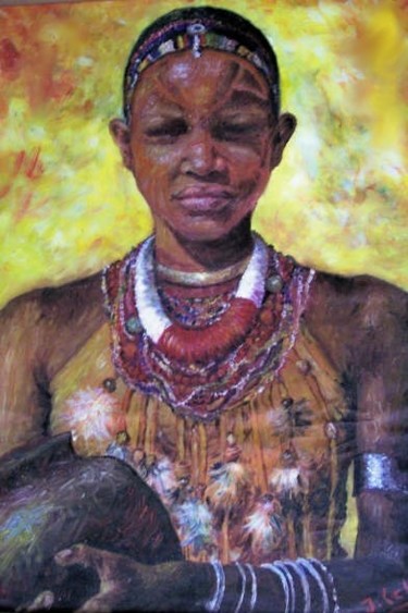 Painting titled "african beauty" by Juls, Original Artwork