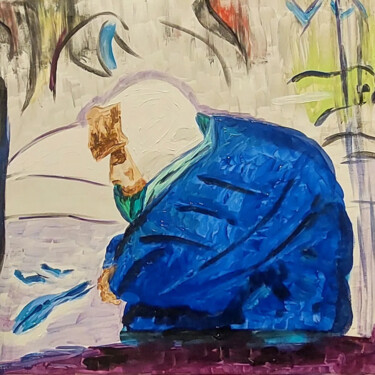 Peinture intitulée "L'homme en duvet" par July, Œuvre d'art originale, Acrylique
