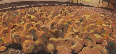 Painting titled "Poussins" by July, Original Artwork, Acrylic