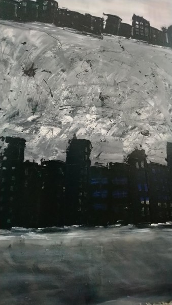 Peinture intitulée "ville 1" par Julie Dumont, Œuvre d'art originale, Acrylique