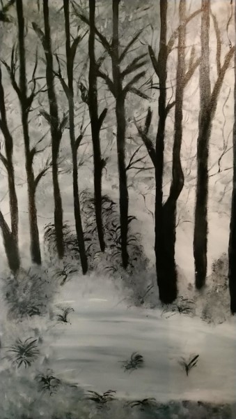 Painting titled "forêt2" by Julie Dumont, Original Artwork, Acrylic
