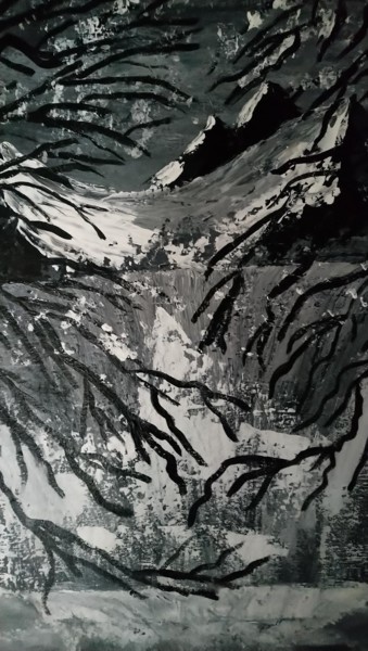 Peinture intitulée "montagne" par Julie Dumont, Œuvre d'art originale, Acrylique
