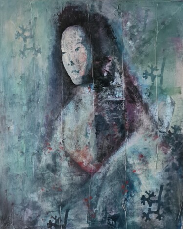 Painting titled "The Snow Queen" by Julya Dyachenko, Original Artwork, Acrylic Mounted on Wood Stretcher frame