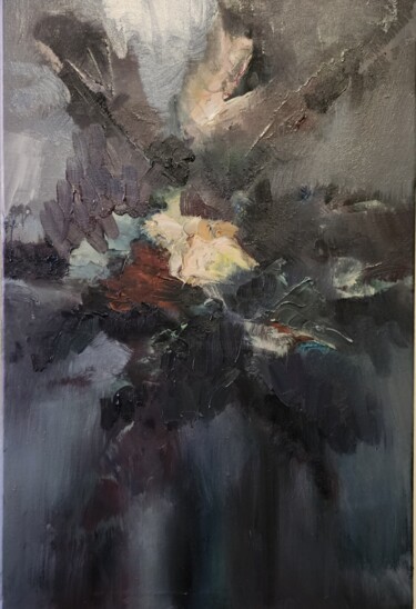 Painting titled "Flowers" by Julya Dyachenko, Original Artwork, Oil Mounted on Wood Stretcher frame