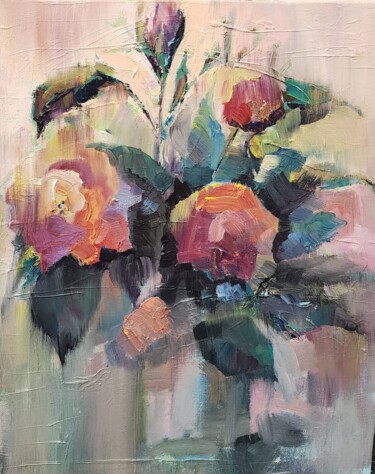 Pintura intitulada "Roses" por Julya Dyachenko, Obras de arte originais, Óleo Montado em Armação em madeira