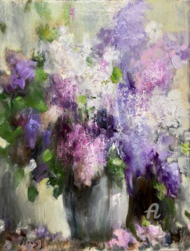 Painting titled "Lilac I" by Julya Moiseeva (FREYA MOZES), Original Artwork, Oil