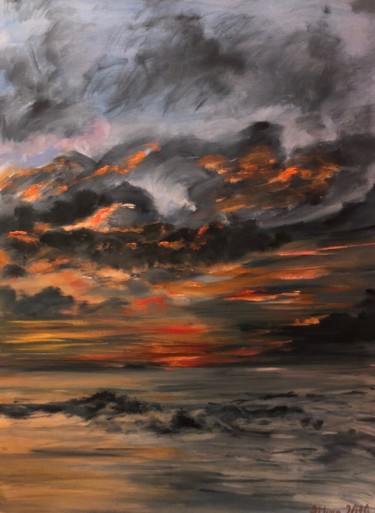 Картина под названием "закат" - Анна Шкуратова, Подлинное произведение искусства, Масло