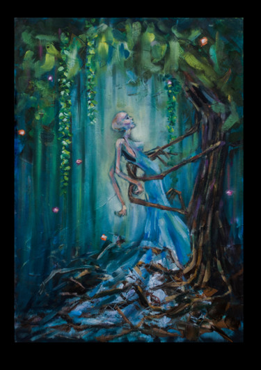 Картина под названием "лес" - Julynaym, Подлинное произведение искусства, Масло Установлен на Деревянная рама для носилок
