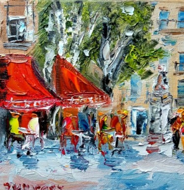 BRASSERIE AIX EN PROVENCE LE FESTIVAL Peinture intitulée "BRASSERIE AIX EN PR…" par Jumeaux Jean Pierre, Œuvre d'art originale, Huile