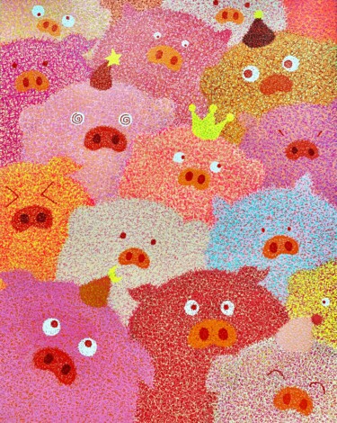 绘画 标题为“萌宠生肖-小猪” 由俊明 李, 原创艺术品, 丙烯