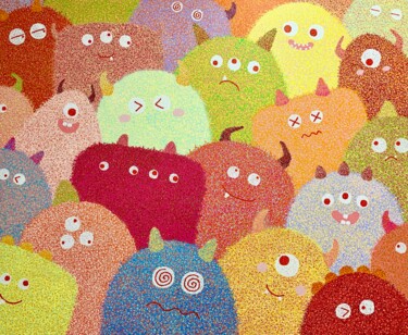 绘画 标题为“小怪兽-藕荷” 由俊明 李, 原创艺术品, 丙烯