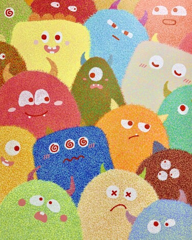 绘画 标题为“小怪兽-青葱” 由俊明 李, 原创艺术品, 颜料