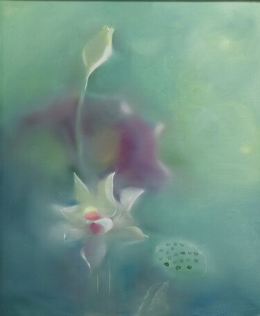 Pittura intitolato "a flower" da Junyi Wang, Opera d'arte originale, Olio