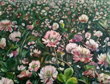 Malerei mit dem Titel "Clover Meadow. Flor…" von Jura Kuba, Original-Kunstwerk, Öl Auf Keilrahmen aus Holz montiert